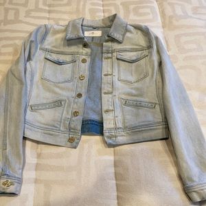 7 for all mankind cropped denim stone washed jacket